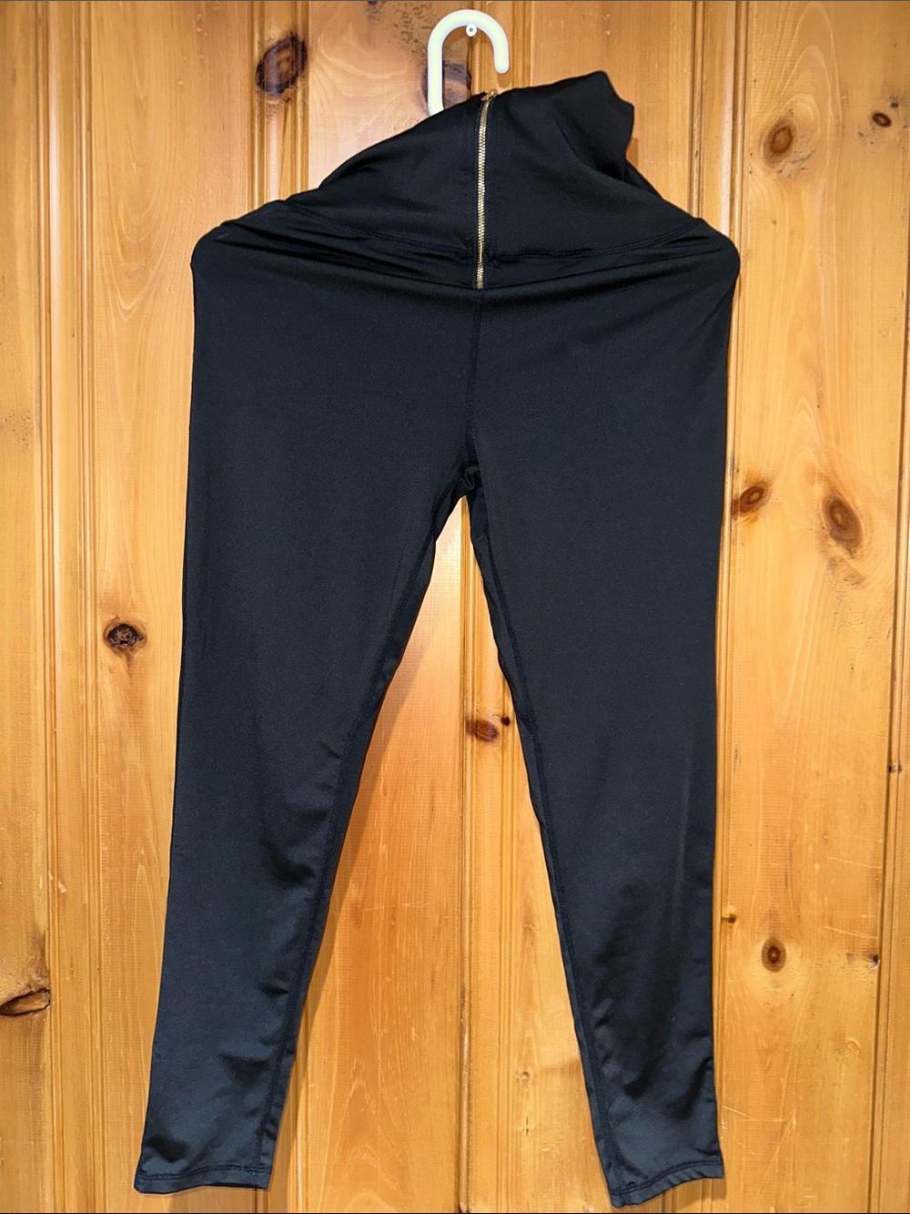 Black Kids Leggings with Gold Zip Waist Detail